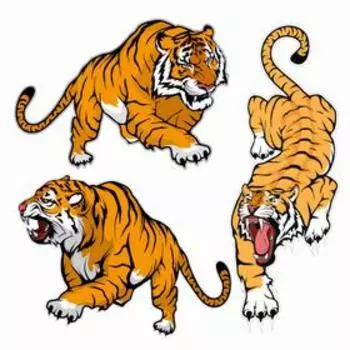 Набор автомобильных наклеек "Тигры", 37,5 х 37,5 см