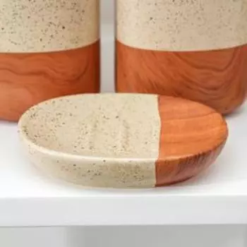 Набор аксессуаров для ванной комнаты «Микаса», 4 предмета (мыльница, дозатор для мыла, 2 стакана), цвет бежевый