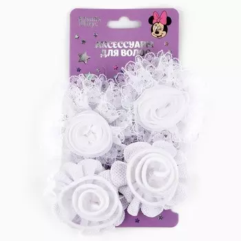 Аксессуары для волос, в наборе: заколка 2 шт., резинка 2 шт., Минни Маус