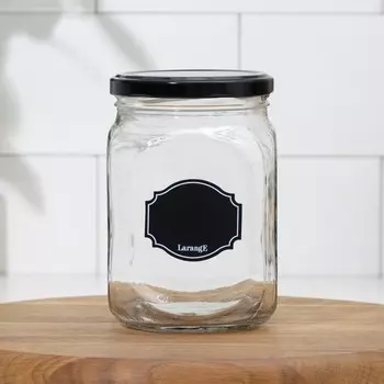 Набор банок для хранения «Меловой дизайн», стеклянный, 650 мл, 2 шт, с мелком для маркировки