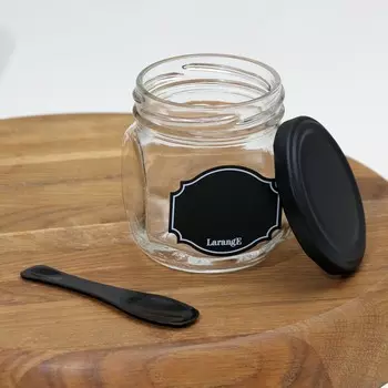 Набор банок для хранения «Меловой дизайн», стеклянный, 200 мл, 6 шт, с мелком для маркировки, на деревянной подставке