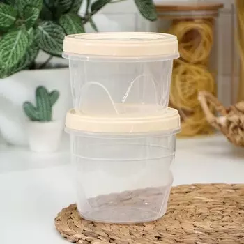 Набор банок для хранения продуктов с крышкой «Фиджи», 2 шт: 0,7 л, 1 л, крышка МИКС