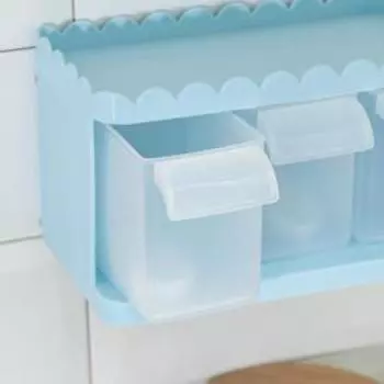 Набор банок для сыпучих продуктов, 3 шт, 19×12×13 см, на подставке, на липучке, с ложками, цвет МИКС