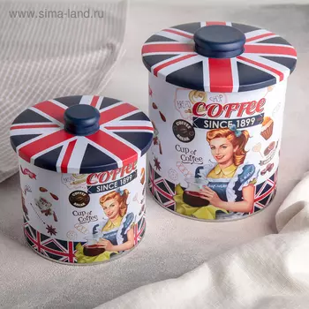 Набор банок для сыпучих продуктов Coffee, круглые: d=13×16/13×12,5 см, 2 шт