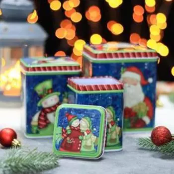 Набор банок для сыпучих продуктов «Хэпи», 10,5×13,5 см, 8,8×10,4 см, 7×10,5 см, 3 шт, цвет синий