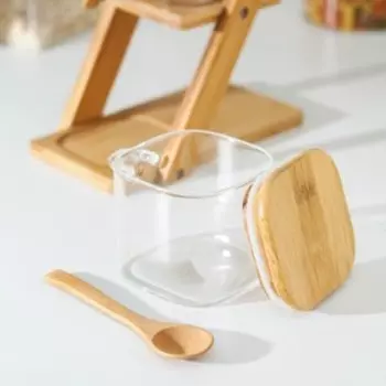 Набор банок стеклянных для сыпучих продуктов «Эко», 300 мл, 211030 см, на подставке, 3 шт