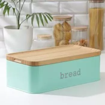 Набор банок для сыпучих продуктов Prime, 3 шт, с ложками, с хлебницей, цвет бирюзовый