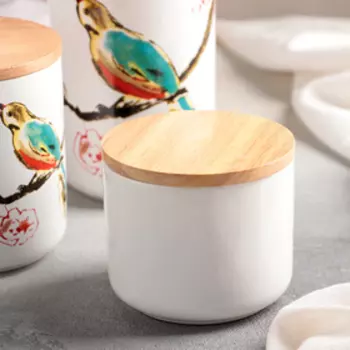 Набор банок керамических для сыпучих продуктов «Соловей», 3 предмета: 400 мл, 700 мл, 900 мл, цвет белый