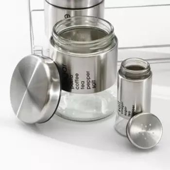 Набор банок для сыпучих продуктов «Стиль», 401323 см, на металлической подставке, 8 шт