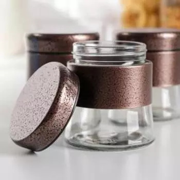 Набор банок для сыпучих продуктов «Трио», 350 мл, 9,5×10 см, 3 шт, цвет бронзовый