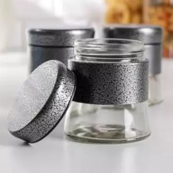 Набор банок для сыпучих продуктов «Трио», 350 мл, 9,5×10 см, 3 шт, цвет серебряный
