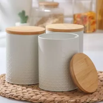 Набор банок для сыпучих продуктов White, 10,5×14 см, 3 шт, цвет белый