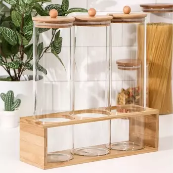 Набор банок стеклянных для сыпучих продуктов «Эко», 1,8 л, 311034 см, 3 шт