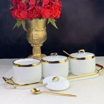 Набор банок с ложками на подставке Lenardi, 260 мл, 3 предмета