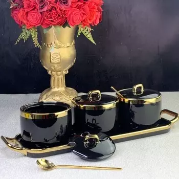 Набор банок с ложками на подставке Lenardi, 3 предмета