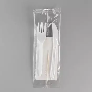 Набор биоразлагаемых приборов "Вилка, нож, зубочистка, салф. бум."