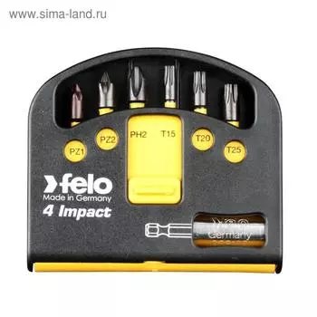 Набор бит Felo 02060146, серия Impact, с держателем бит, PH/PZ/Tx, в кейсе Swift, 7 шт.