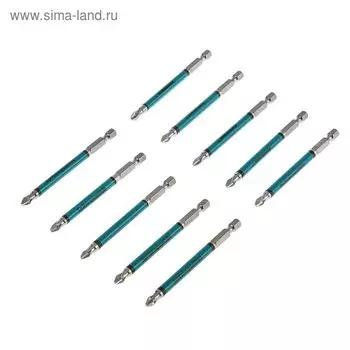 Набор бит GROSS 11263, магнитные, с насечкой, PH2 х 90 мм, сталь S2, 10 шт.