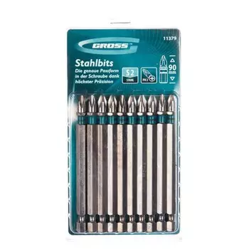 Набор бит Gross, сталь S2, PH2 х 90 мм, 10 шт.