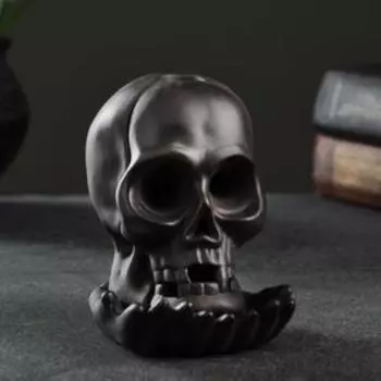 Подставка для благовоний TAKE IT EASY «Череп», набор благовоний конусы, стелющийся дым, 1088 см, с подсветкой, батарейки LR=44