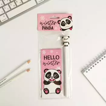 Набор: блокнот и ручка на европодвесе Hello, winter