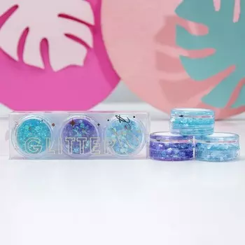 Набор блёсток для лица и тела на гелевой основе GLITTER SET, 3 цвета по 3 мл