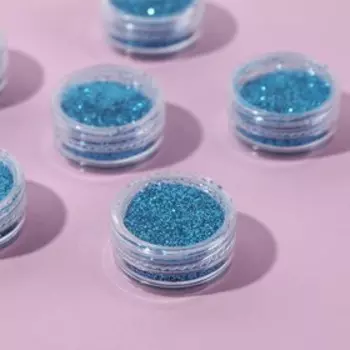 Набор блесток для декора, мелкий помол, цвет ярко-голубой, 6 штук