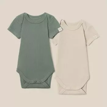 Набор боди 2 шт. SL HOME, рост 68-74 см, цвет бежевый/оливковый