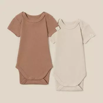 Набор боди 2 шт. SL HOME, рост 80-86 см, цвет бежевый/кофейный