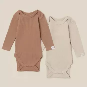 Набор боди 2 шт. SL HOME, рост 68-74 см, цвет бежевый/кофейный