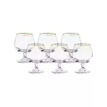 Набор бокалов для бренди Falco, декор «Отводка золото», 250 мл x 6 шт.