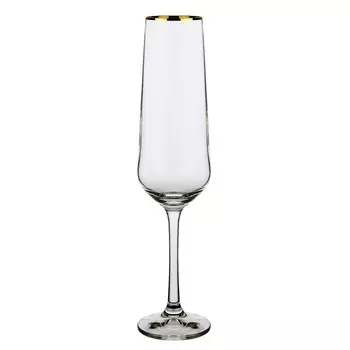 Набор бокалов для шампанского Crystalex «Сандра. Отводка золотом», 200 мл, 6 шт