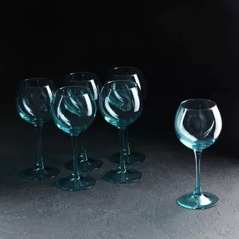 Набор бокалов для вина «Бирюза», стеклянный, 350 мл, набор 6 шт