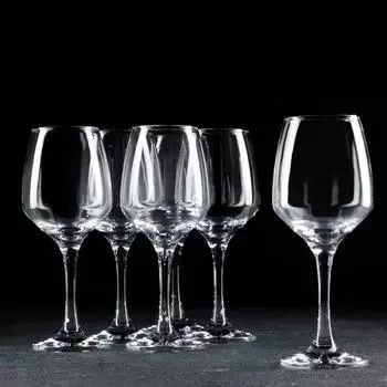 Бокалы для вина Paabahe Isabella, 400 мл, набор 6 шт., стекло, прозрачные