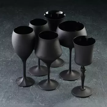 Набор бокалов для вина из хрустально стекла «Магнолия», 350 мл, цвет чёрный