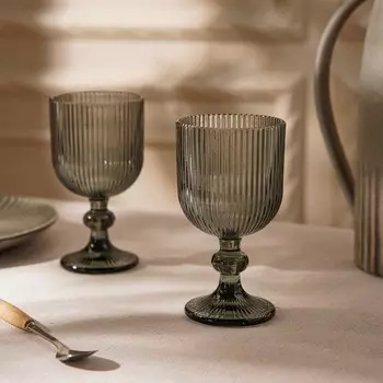 Бокалы для вина SL Home «Модерн», 250 мл, 814.5 см, набор 2 шт., стекло, графитовые