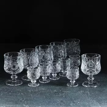 Набор бокалов «Ледяная звезда», 12 предметов: 6 бокалов 200 мл, 6 рюмок 50 мл