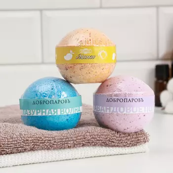 Набор бомбочек для ванн Добропаровъ "манго, лаванда, лазурная волна" 3 шт. по 110 г