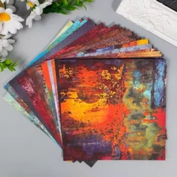 Набор бумаги для скрапбукинга 24 листа 12 дизайнов "Холст художника" 160 гр 15,2х15,2 см