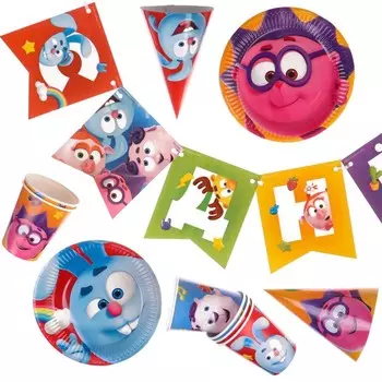 Набор бумажной посуды, на 6 персон"С днем рождения!", Смешарики