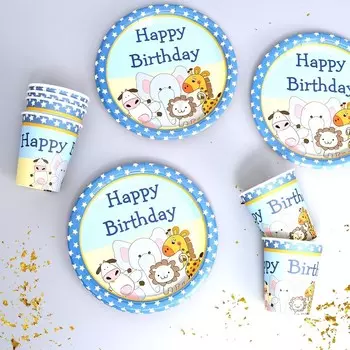 Набор бумажной посуды «С днём рождения»: 6 тарелок, 6 стаканов