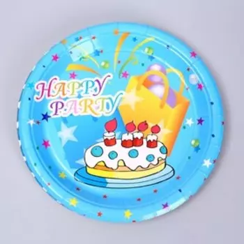 Набор бумажной посуды «С днём рождения»: 6 тарелок, 6 стаканов, цвет голубой