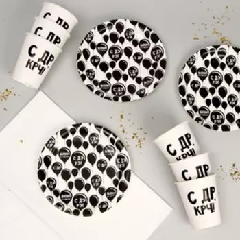 Набор бумажной посуды «С ДР», скатерть, 6 тарелок, 6 стаканов