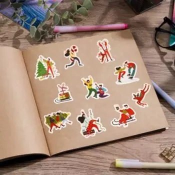 Набор бумажных наклеек «С Новым годом», 10 шт