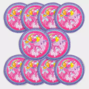 Набор бумажных тарелок "С Днем Рождения", My Little Pony, 18 см, 10 шт