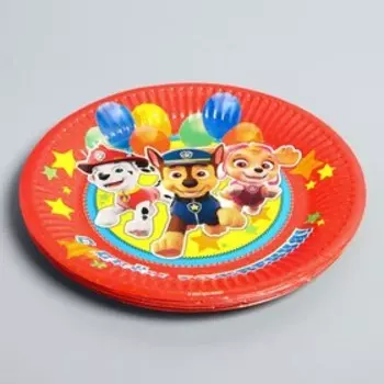 Набор бумажных тарелок "С днем рождения!" Щенячий патруль, 18 см, 10 шт