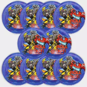 Набор бумажных тарелок, Трансформеры, 18 см, 10 шт