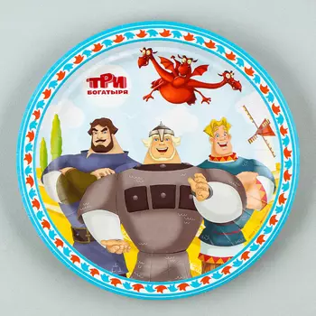 Набор бумажных тарелок, Три Богатыря, d=18 см, набор 6 шт.