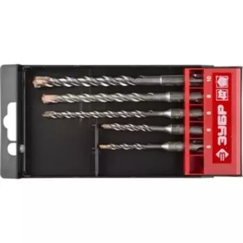 Набор буров ЗУБР 29314-H5, по бетону, SDS+, двойная спираль, 5/6х110мм, 6/8/10х160 мм, 5шт