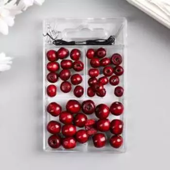 Набор бусин дерево + резинка 1-2 м "Шарики бордовые" 6/0; 8/0; 10/0 1,2х9,5х6 см